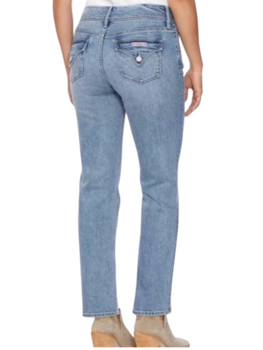 Hudson Signature Flap Pocket Ankle Crop Straight Leg Jeans Sz 14 Lt Wash Denim - Picture 4 of 14